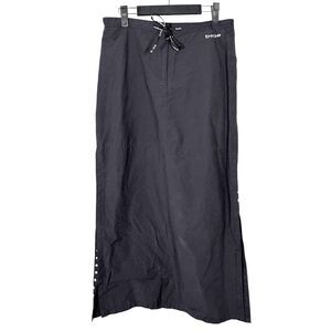 Bebe Sport BBSP Vintage Tear Away Slit Black Grunge Goth Maxi Skirt Size Medium